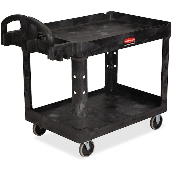 Medium Utility Cart with Lipped Shelf, Resin; Polypropylene, 500 lb Load Capacity, 2 Shelves